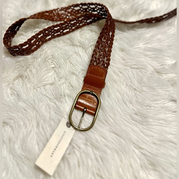 RARE ANTHROPOLOGIE NWT Braided Leather Belt- Brown—S main image 9